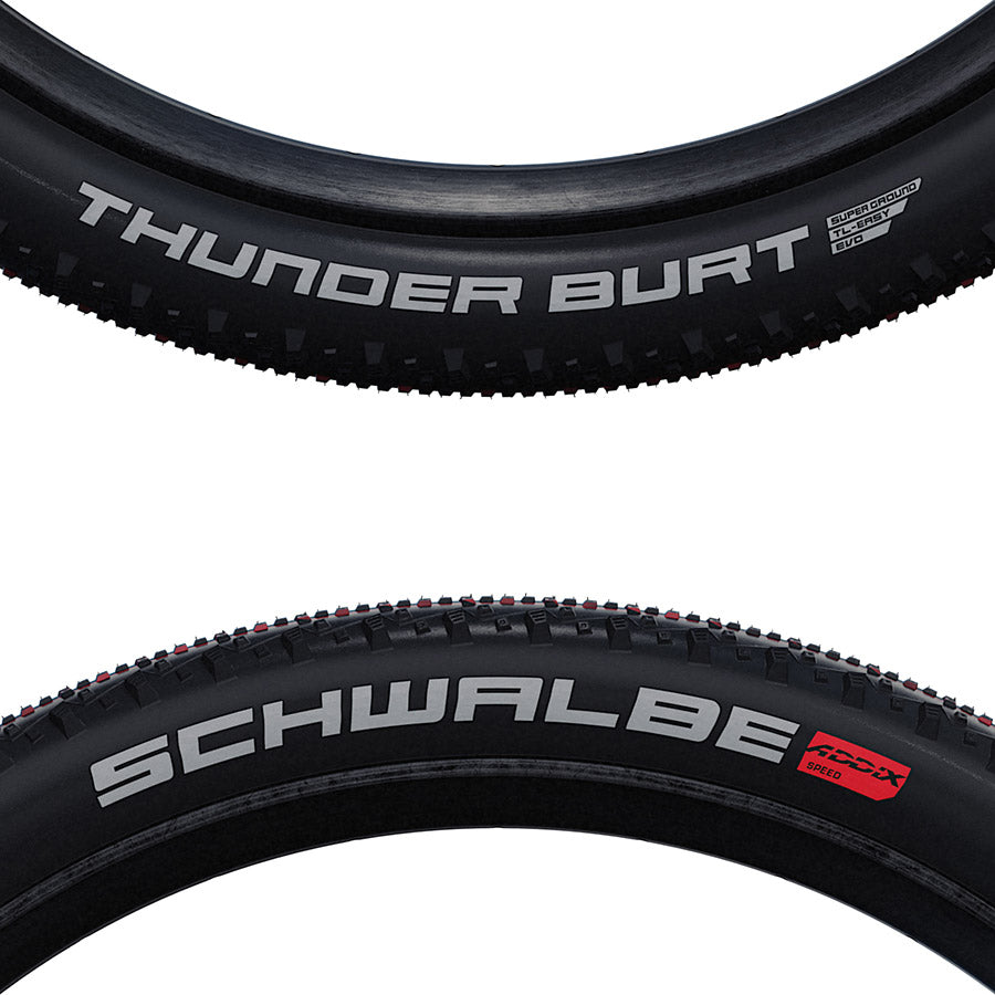 011013-16-29::2::011013-16-29::Schwalbe, Thunder Burt, Pneu de VTT, 29x2.10, Pliable, Tubeless Ready, Addix Speed, Super Ground, 67TPI, Noir
