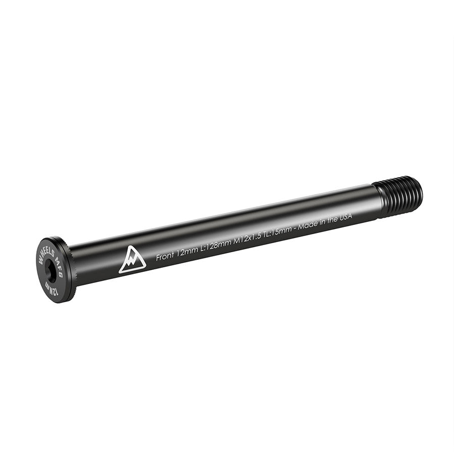 091230-04::0::091230-04::Wheels Manufacturing, Front 12mm Thru Axle, Essieu de type Thru Axle, Avant, 12x100mm TA, Longueur: 128mm, Longueur des filets: 15mm, Filets: M12x1.50