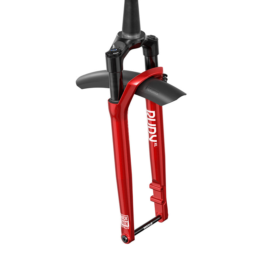 140989-04-700::4::140989-04-700::RockShox, Rudy XL Ultimate A1, Fourche à suspension, 700C, Solo Air, 50mm, 1-1/8''-1.5'', 12x100mm TA, Déport: 45mm, Rouge