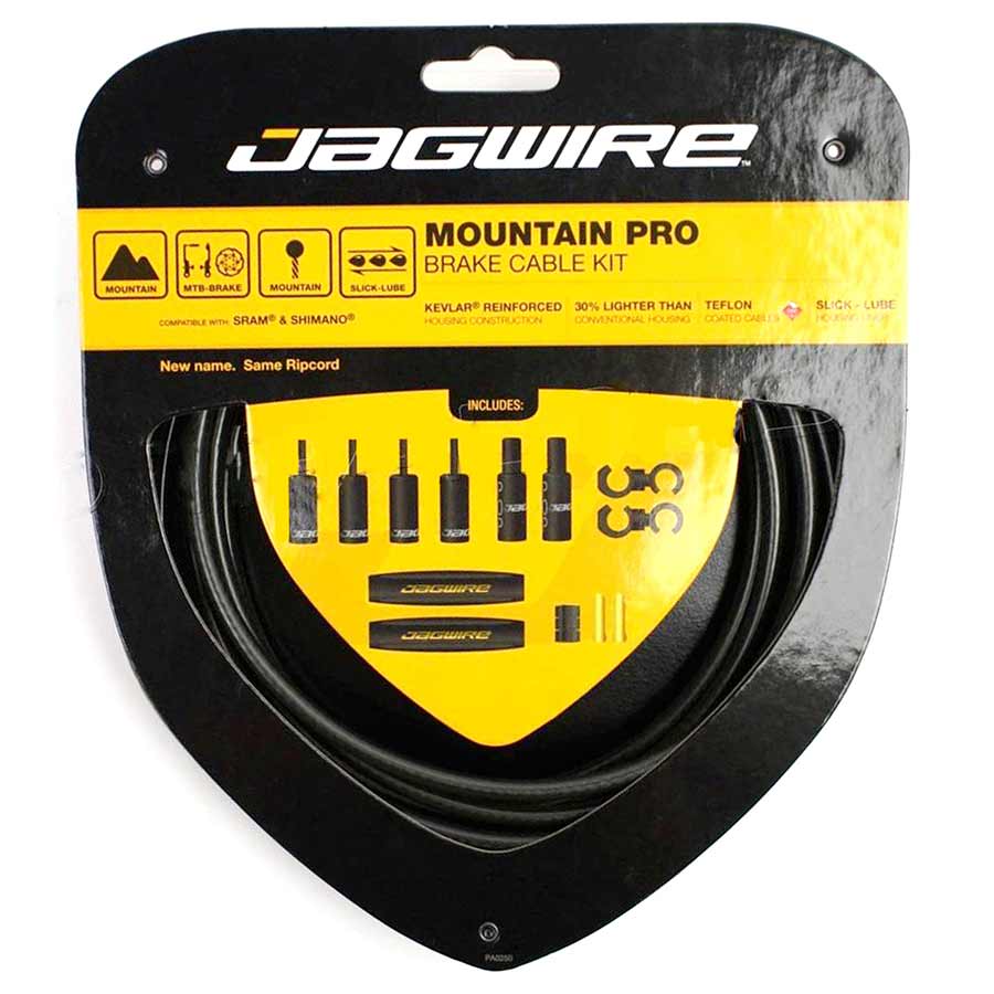 220015-13::0::220015-13::Jagwire, Mountain Pro, Ensemble complet de câbles et gaine pour freins, VTT et Route (SRAM/Shimano), Noir