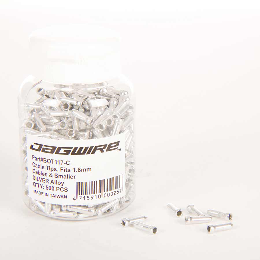 220076-02::0::220076-02::Jagwire, Embouts de câble, 1.8mm, Argent, Bouteille de 500