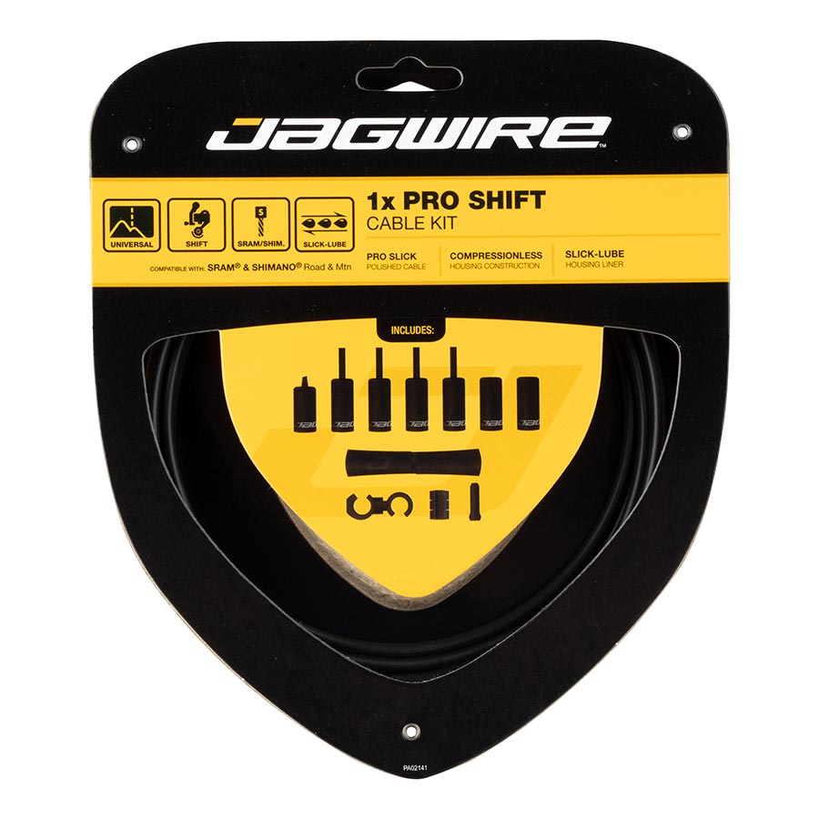 280192-02::0::280192-02::Jagwire, Pro Shift 1x Kit, Kit câbles et gaines de vitesse, Acier inoxydable, 2200mm, Noir (Mat), Shimano/SRAM