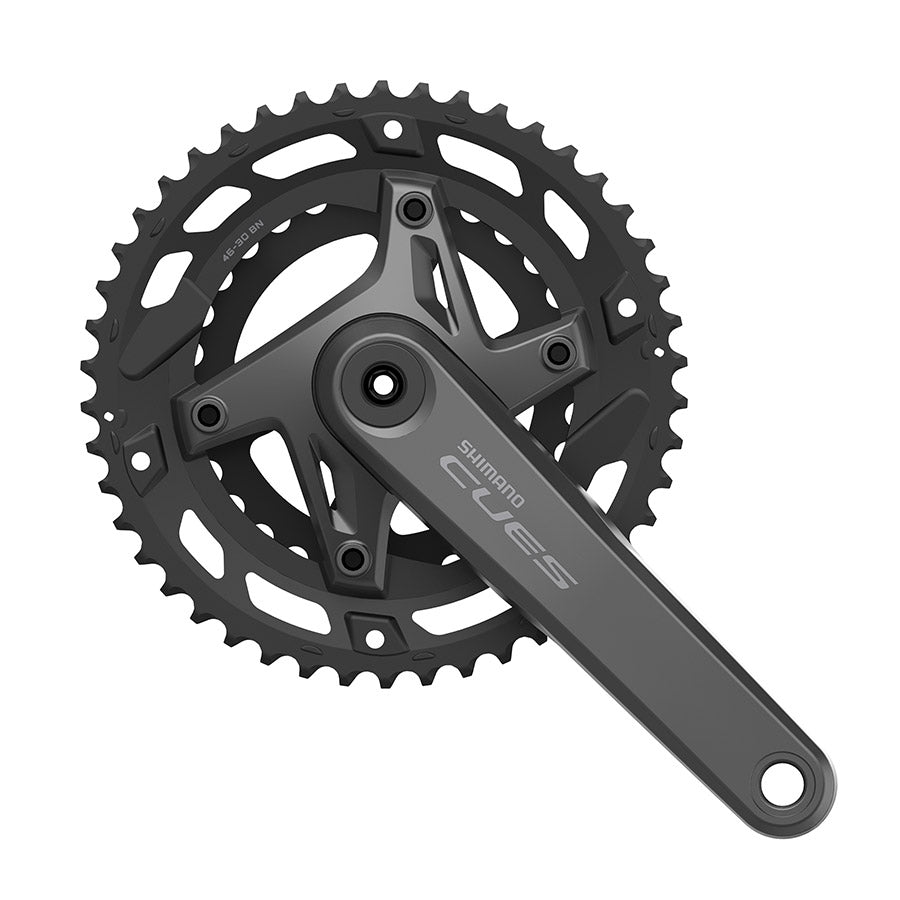 350943-03::0::350943-03::Shimano, CUES FC-U6000-2, Pédalier, Vitesses: 9/10, Axe: 24mm, BCD: 110, 30/46, Hollowtech II, 170mm, Noir, Boost, EFCU60002CX60X