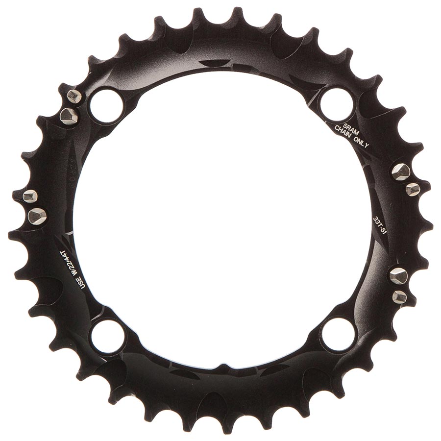 390595-01::0::390595-01::SRAM, 33D, 10 vit., BCD 104mm, 4-Boulons, Plateau Centre, Pour 22/33/44, Aluminium, Noir, 11.6215.188.290