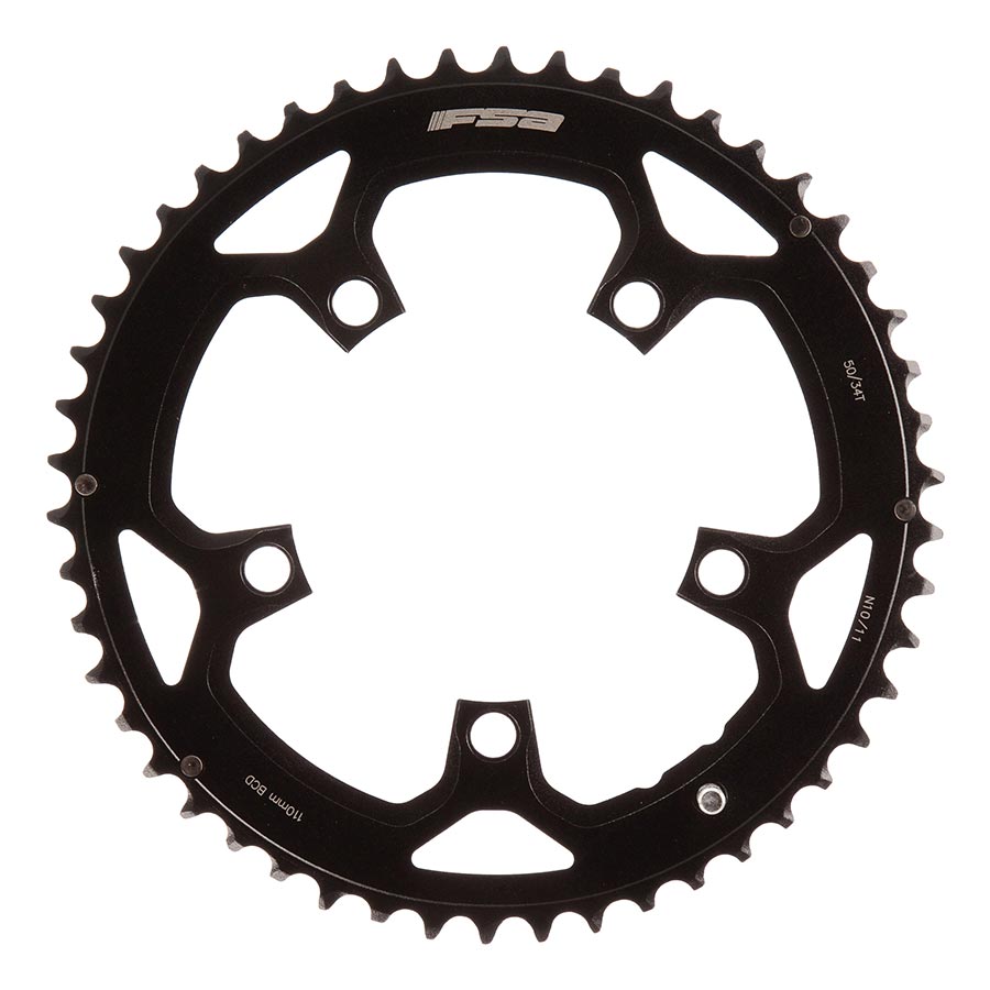 390671-01::1::390671-01::FSA, 50D, 10/11vit., BCD: 110mm, 5 Boulons, Pro Road, Plateau Extérieur, pour Double, Aluminium, Noir, 371-0250F