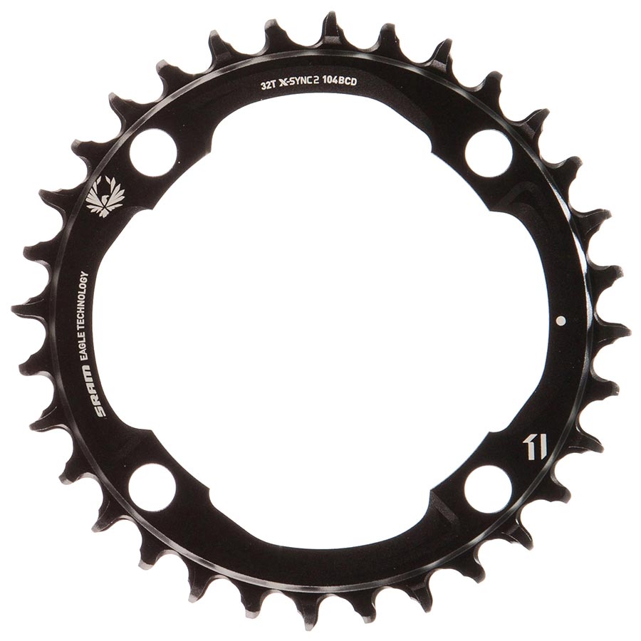 391046-01::0::391046-01::SRAM, X-SYNC 2, 32, Plateau, 12vit, BCD: 104, Aluminum, Black