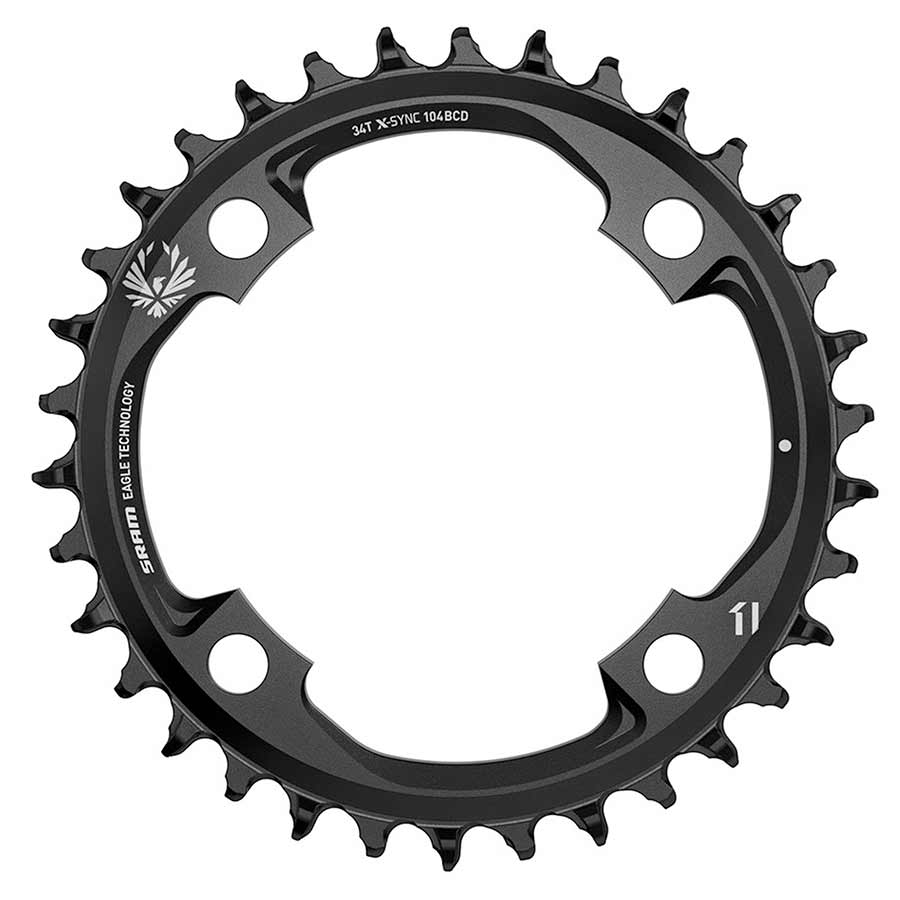 391046-02::0::391046-02::SRAM, X-SYNC 2, 34, Plateau, 12vit, BCD: 104, Aluminum, Black
