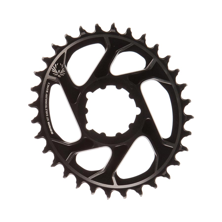 391067-01::1::391067-01::SRAM, X-Sync 2 Oval, Plateau, 32D, 11/12vit, BCD: Direct Mount, Aluminum, Black, 6mm offset