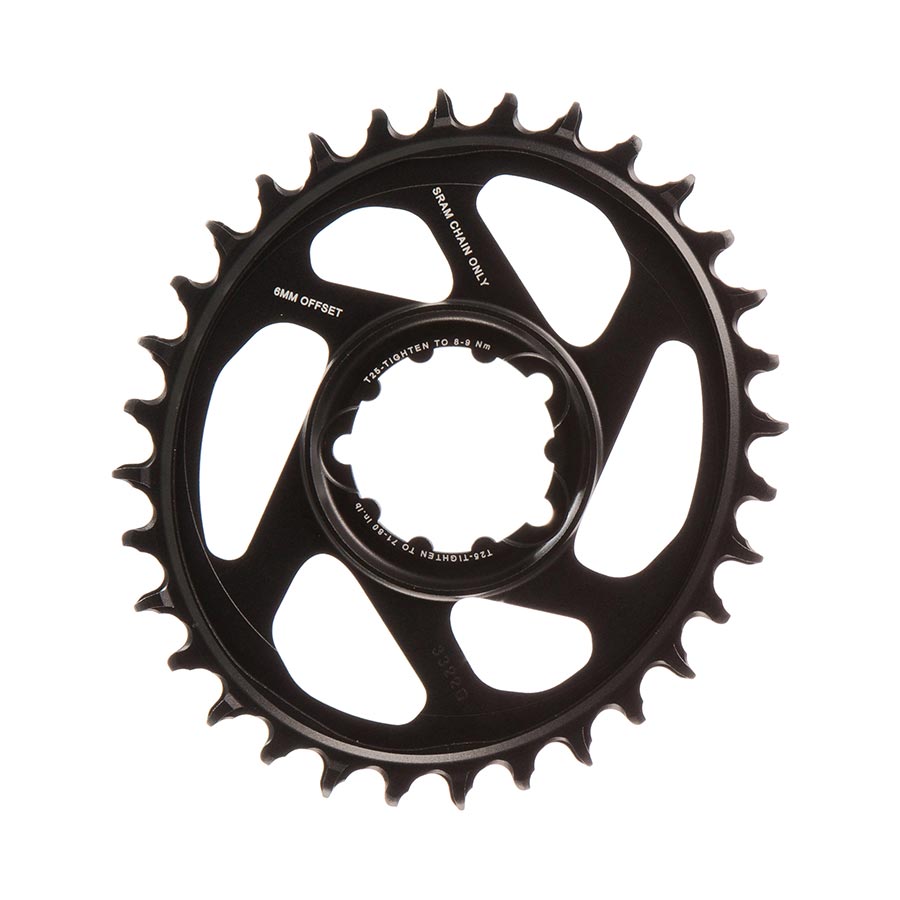 391067-01::0::391067-01::SRAM, X-Sync 2 Oval, Plateau, 32D, 11/12vit, BCD: Direct Mount, Aluminum, Black, 6mm offset