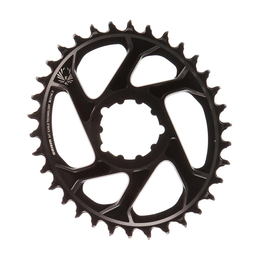 391067-02::1::391067-02::SRAM, X-Sync 2 Oval, Plateau, 34D, 11/12vit, BCD: Direct Mount, Aluminum, Black, 6mm offset