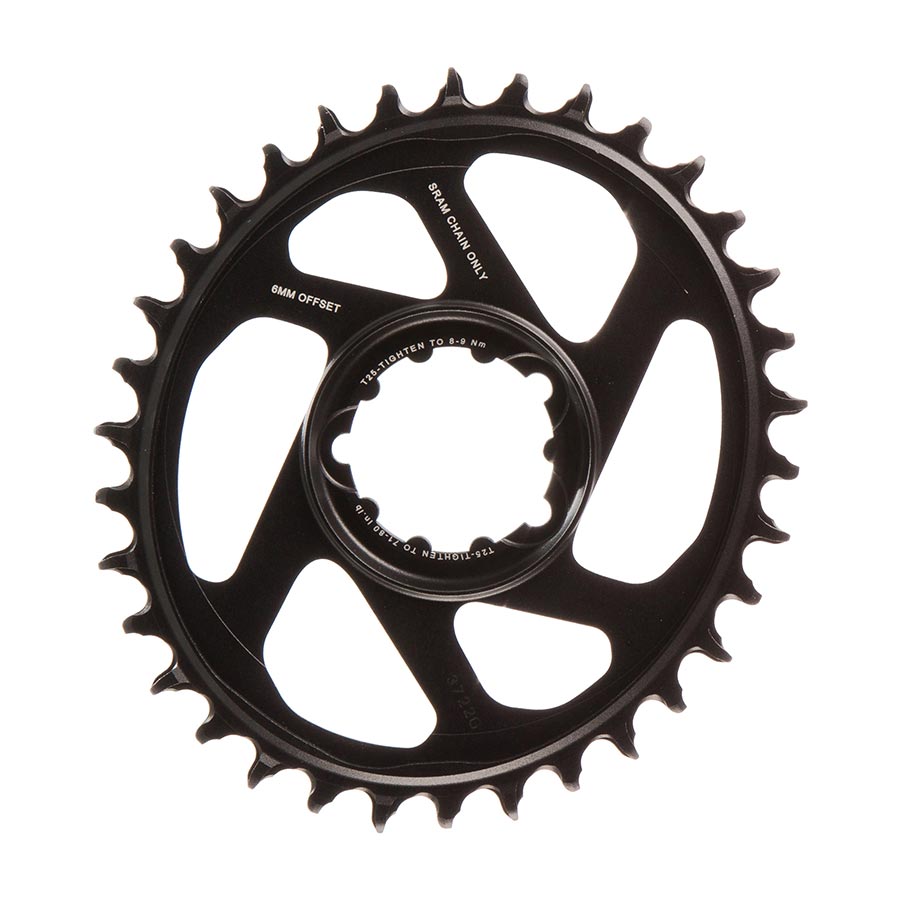391067-02::0::391067-02::SRAM, X-Sync 2 Oval, Plateau, 34D, 11/12vit, BCD: Direct Mount, Aluminum, Black, 6mm offset