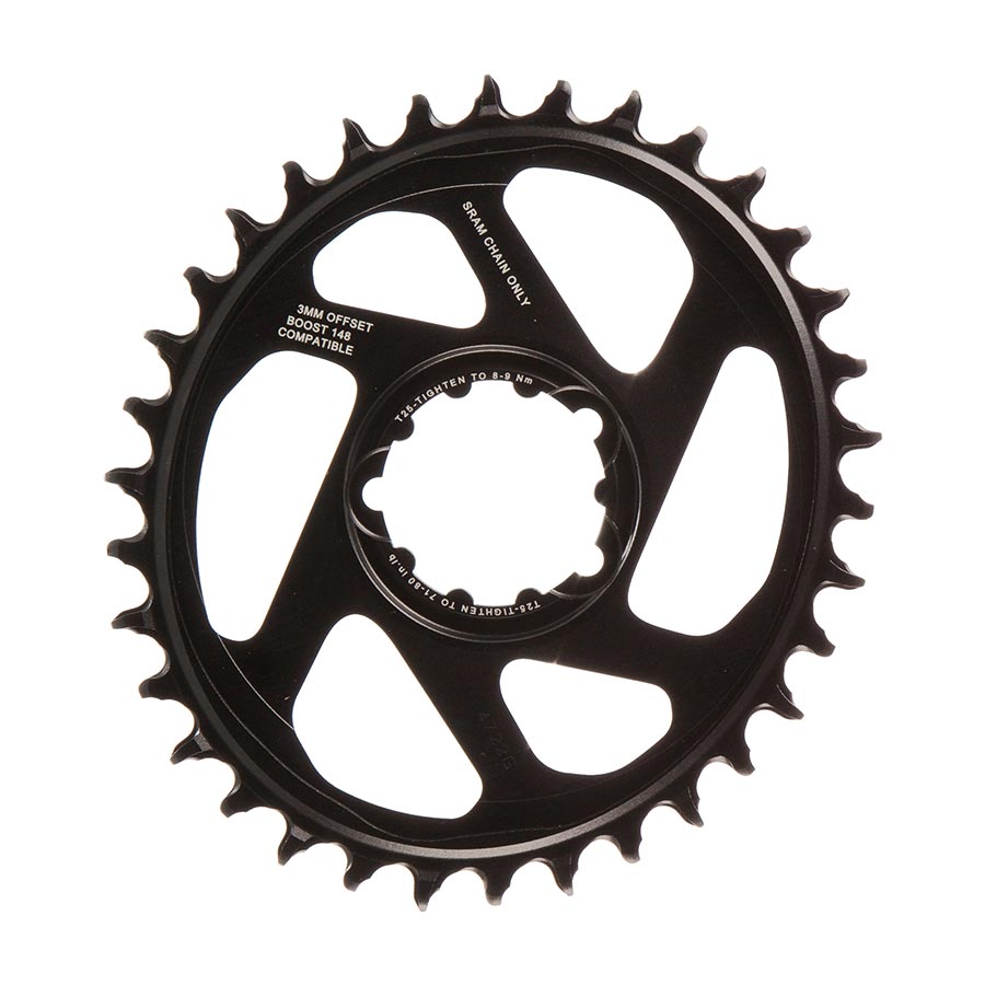 391067-06::0::391067-06::SRAM, X-Sync 2 Oval, Plateau, 34D, 11/12vit, BCD: Direct Mount, Aluminum, Black, 3mm offset