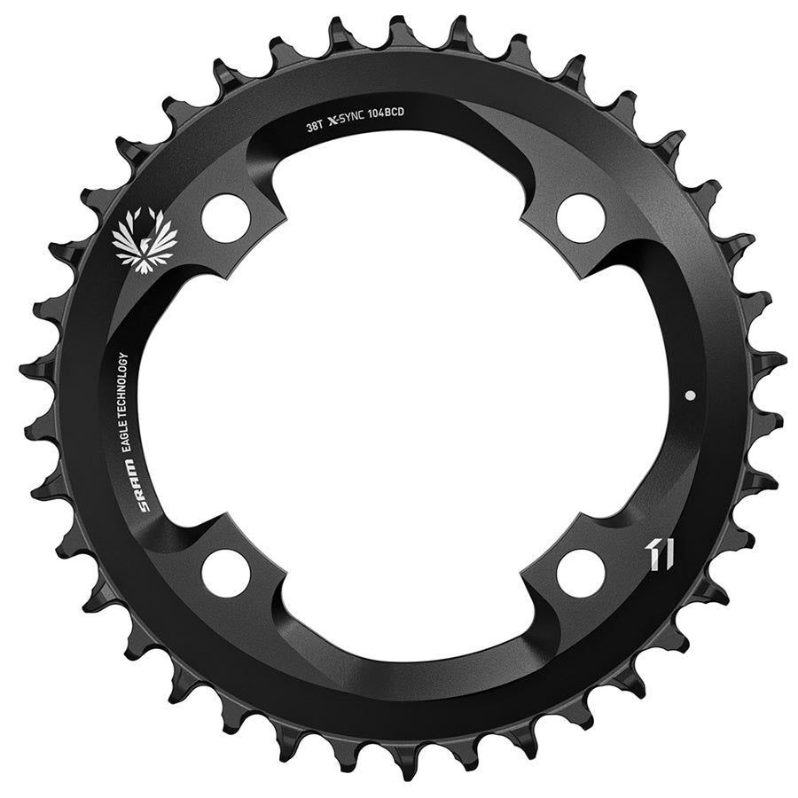 391139-02::0::391139-02::SRAM, X-Sync 2 Acier 104mm BCD, Plateau, Dents: 38, Vitesses: 11/12, BCD: 104, Boulons: 4, Acier, Noir