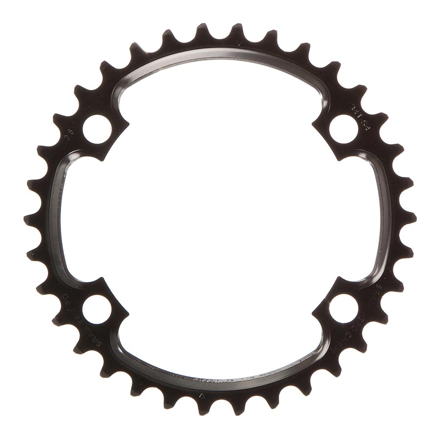 391140-03::0::391140-03::SRAM, Route 110mm Asymétrique, Plateau, Dents: 34, Vitesses: 11, BCD: 110, Boulons: 4, Intérieur, Acier, Noir