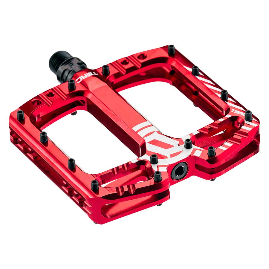 450878-02::0::450878-02::Deity, TMAC, Pédales plateformes, Corps: Aluminium, Axe: Cr-Mo, 9/16'', Rouge, Paire