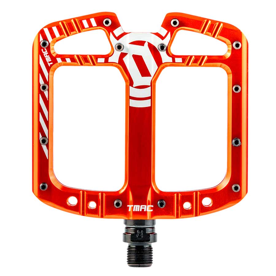 450878-07::0::450878-07::Deity, TMAC, Pédales plateformes, Corps: Aluminium, Axe: Cr-Mo, 9/16'', Orange, Paire