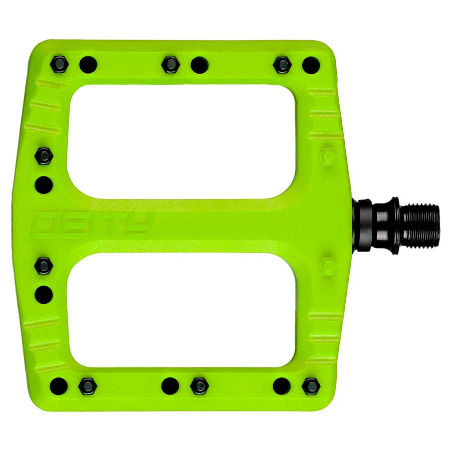 450994-04::0::450994-04::Deity, Deftrap, Pédales plateformes, Corps: Nylon, Axe: Cr-Mo, Vert, Paire