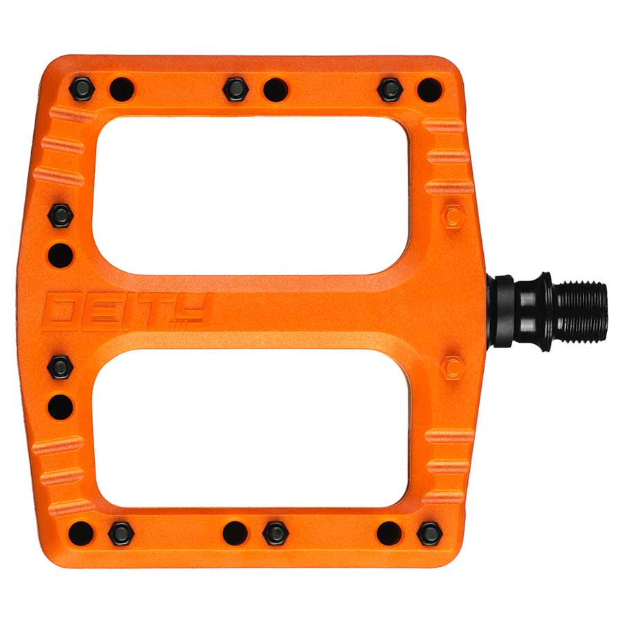 450994-09::0::450994-09::Deity, Deftrap, Pédales plateformes, Corps: Nylon, Axe: Cr-Mo, Orange, Paire