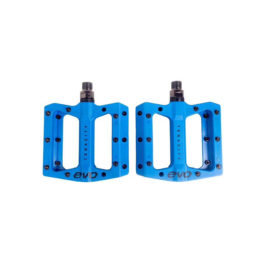 451108-03::1::451108-03::EVO, Tenacity, Pédales plateformes, Corps: Nylon, Axe: Cr-Mo, 9/16'', Bleu, Paire
