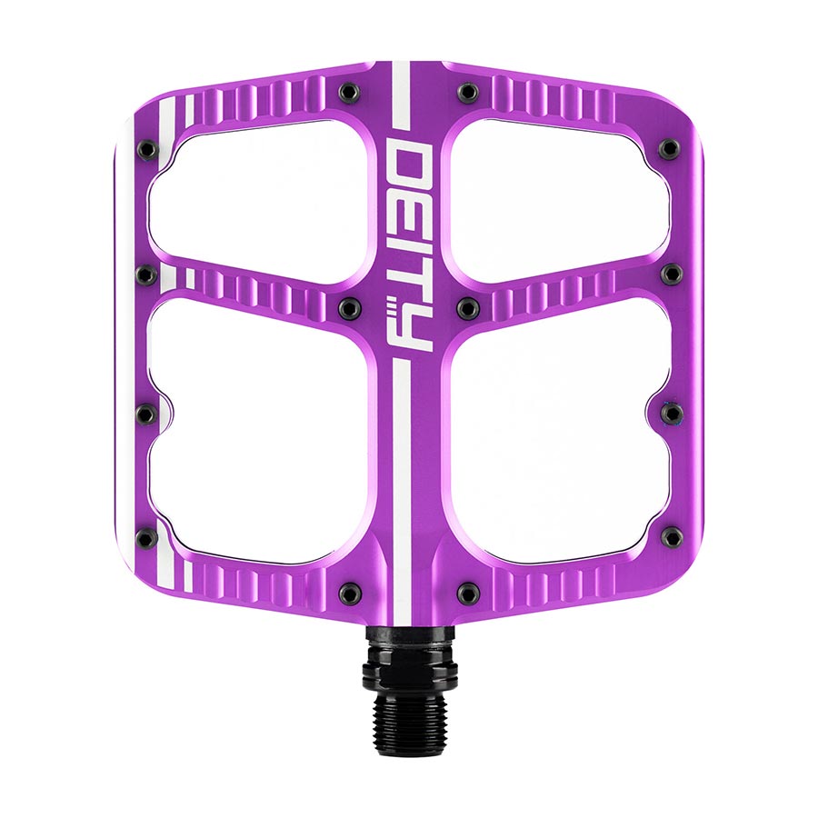 451152-03::0::451152-03::Deity, Flat Trak, Pédales plateformes, Corps: Aluminium, Axe: Cr-Mo, 9/16'', Violet, Paire