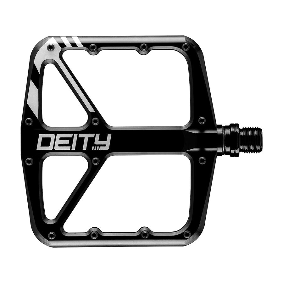 451153-01::0::451153-01::Deity, SuperVillain, Pédales plateformes, Corps: Aluminium, Axe: Cr-Mo, 9/16'', Noir, Paire