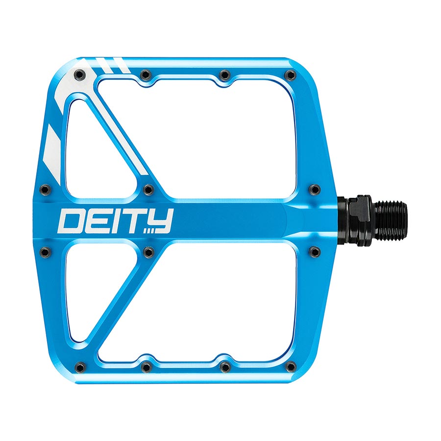 451153-04::0::451153-04::Deity, SuperVillain, Pédales plateformes, Corps: Aluminium, Axe: Cr-Mo, 9/16'', Bleu, Paire