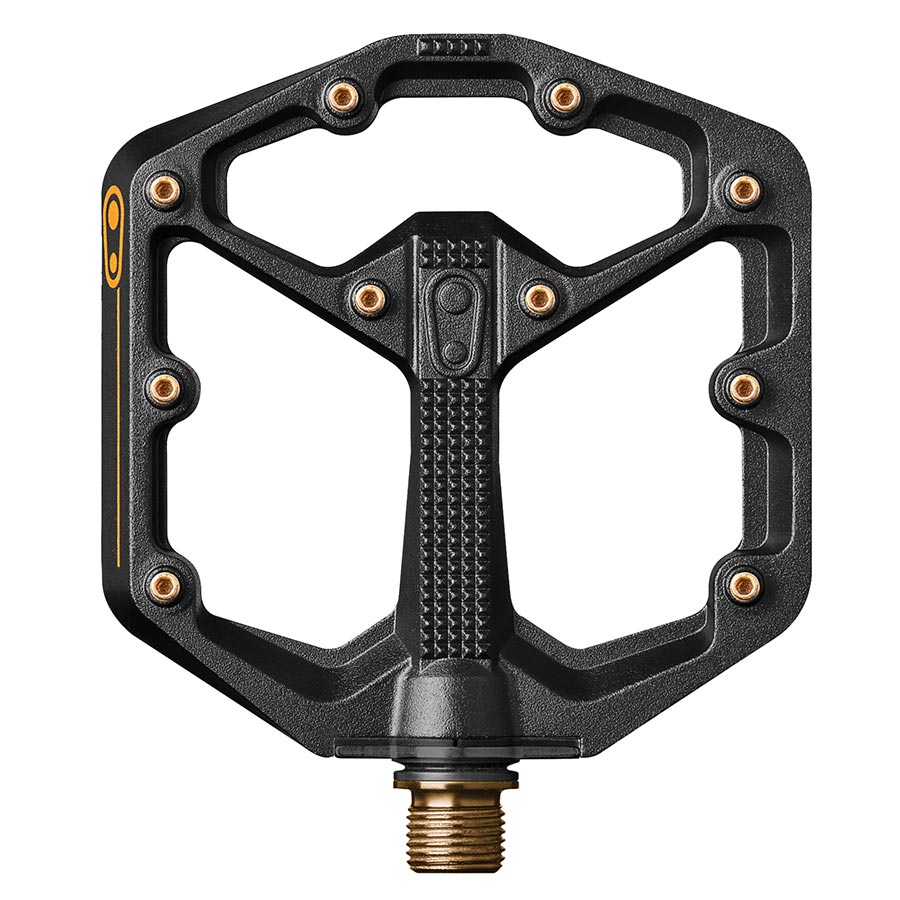 451275-02::0::451275-02::crankbrothers, STAMP 11 Small, Pédales plateformes, Corps: Aluminium, Axe: Titane, 9/16'', Noir & Or, Paire