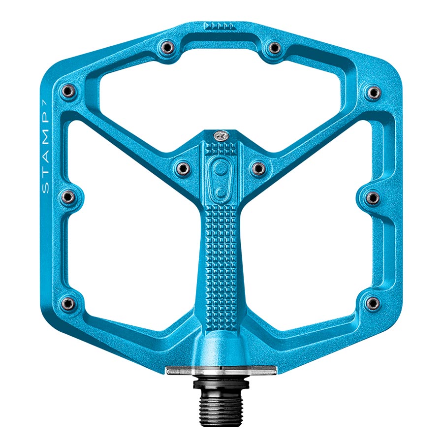 451278-02::0::451278-02::crankbrothers, STAMP 7 Large, Pédales plateformes, Corps: Aluminium, Axe: Cr-Mo, 9/16'', Bleu électrique, Paire