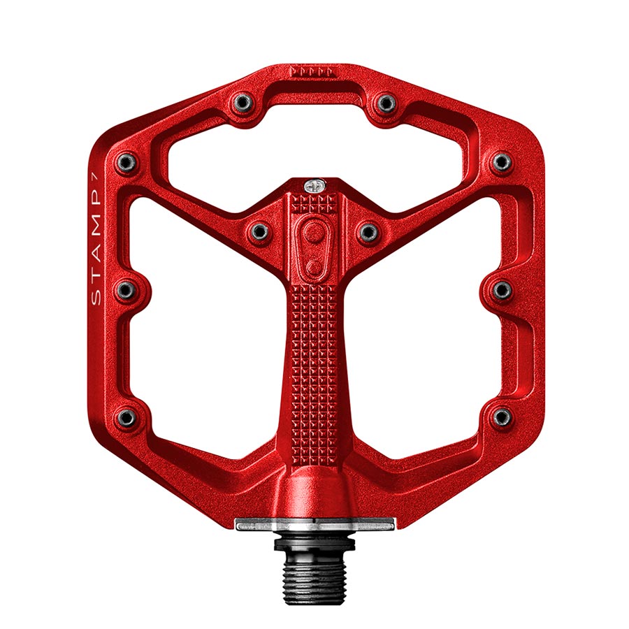451278-06::0::451278-06::crankbrothers, STAMP 7 Small, Pédales plateformes, Corps: Aluminium, Axe: Cr-Mo, 9/16'', Rouge, Paire