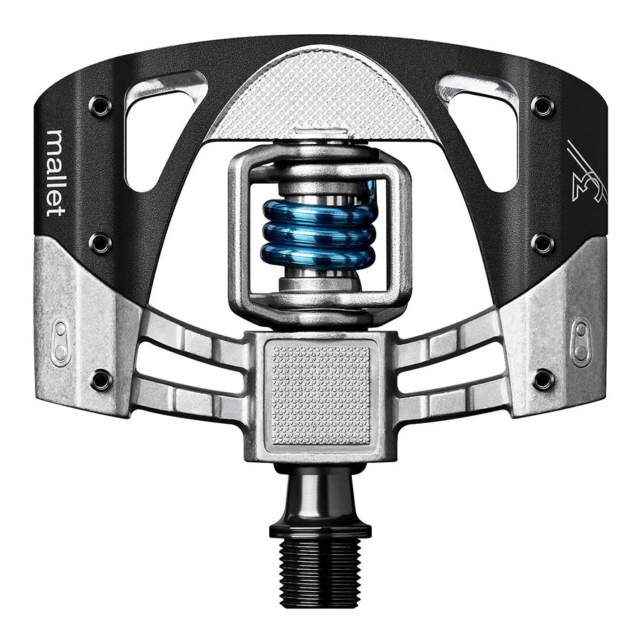 451285-01::0::451285-01::crankbrothers, MALLET 3, Pédales, Corps: Aluminium, Axe: Cr-Mo, 9/16'', Brut & Noir / Ressort Blue Clair, Paire