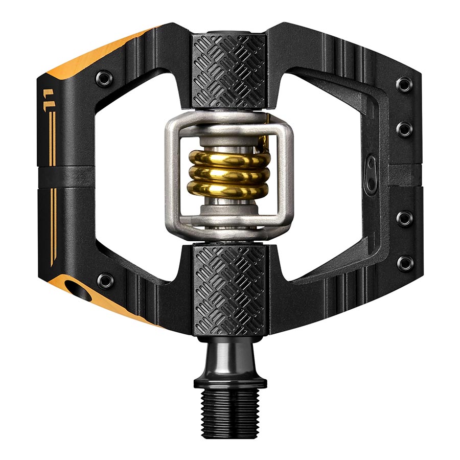 451288-01::0::451288-01::crankbrothers, MALLET ENDURO 11, Pédales, Corps: Aluminium, Axe: Cr-Mo, 9/16'', Noir & Or / Ressort Or, Paire