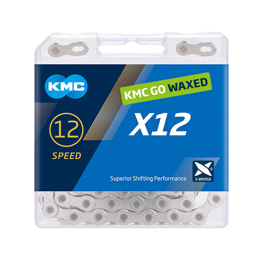 500385-01::0::500385-01::KMC, X12 Wax, Chaîne, Vitesses: 12, 5.5mm, Mailles: 126, Argent