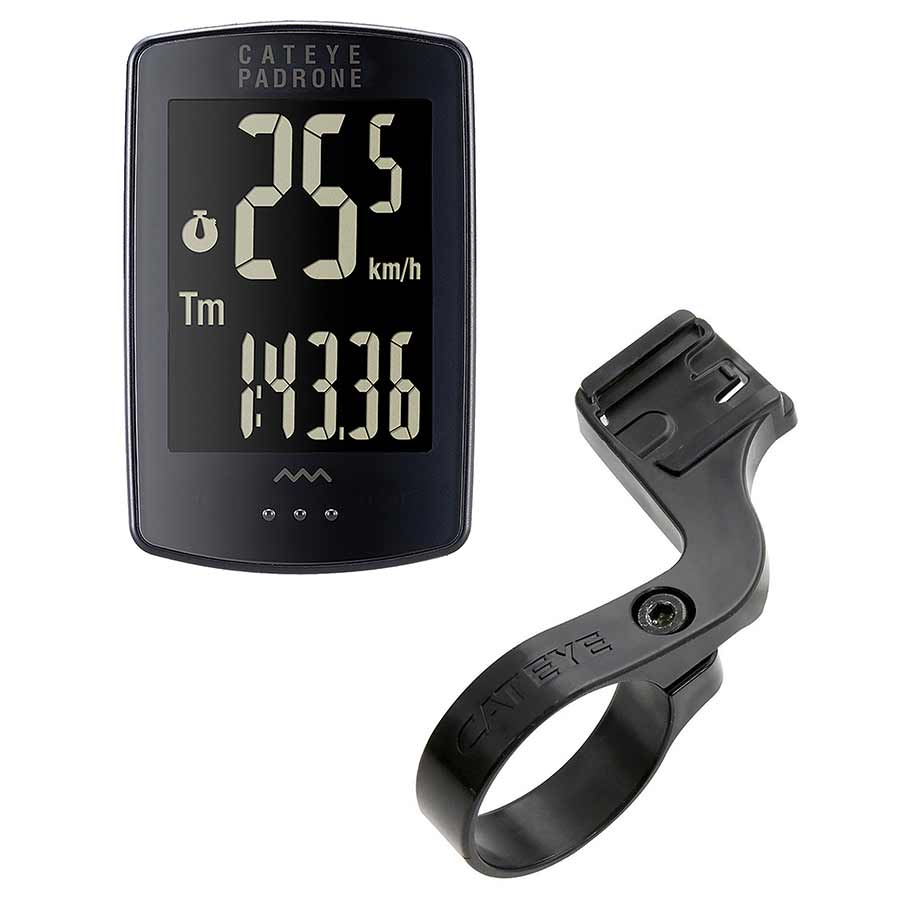 650407-02::0::650407-02::CatEye, Padrone Stealth, Cyclomètre, GPS: Non, Cardio: Non, Cadence: Non, Noir, Avec Fixation OF-100