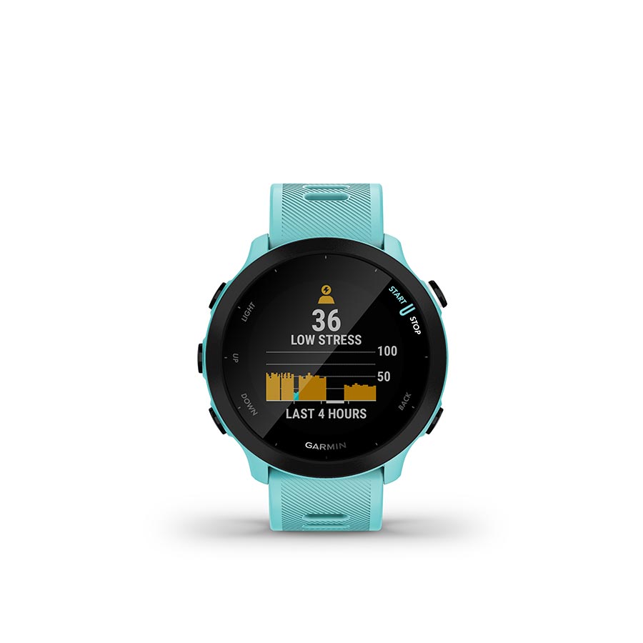 650443-01::3::650443-01::Garmin, Forerunner 55, Montre, Couleur de la montre: Aqua, Bracelet: Aqua - Silicone