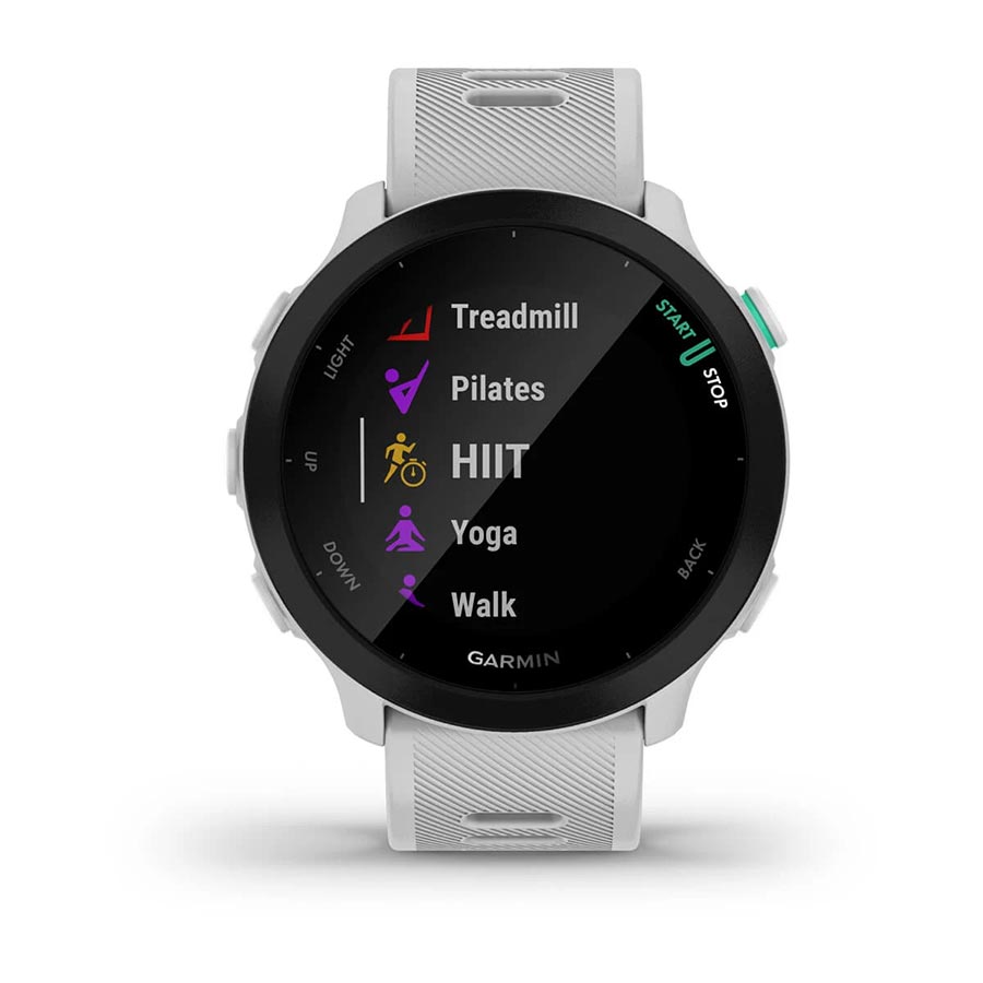 650443-02::1::650443-02::Garmin, Forerunner 55, Montre, Couleur de la montre: Pierre Blanche, Bracelet: Pierre Blanche - Silicone