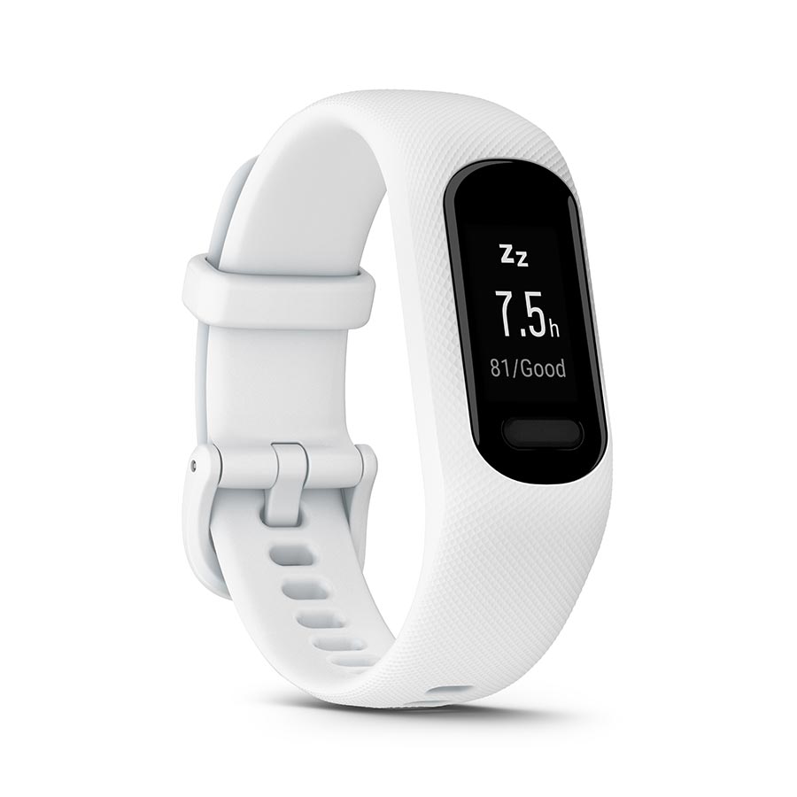 650465-02::2::650465-02::Garmin, vivosmart 5 S/M, Montre, Couleur de la montre: Noir, Bracelet: Blanc - Silicone