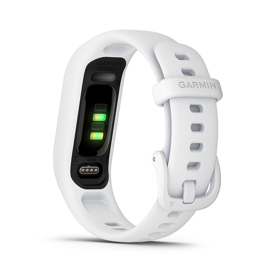 650465-02::6::650465-02::Garmin, vivosmart 5 S/M, Montre, Couleur de la montre: Noir, Bracelet: Blanc - Silicone