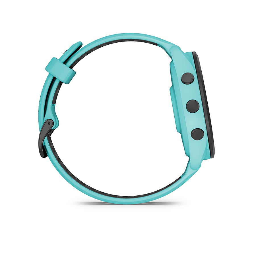 650484-02::4::650484-02::Garmin, Forerunner 265 Music, Montre, Couleur de la montre: Aqua, Bracelet: Aqua/Noir - Silicone
