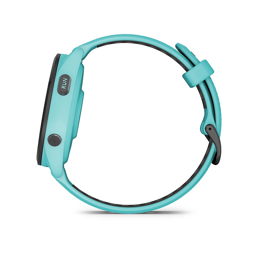 650484-02::7::650484-02::Garmin, Forerunner 265 Music, Montre, Couleur de la montre: Aqua, Bracelet: Aqua/Noir - Silicone