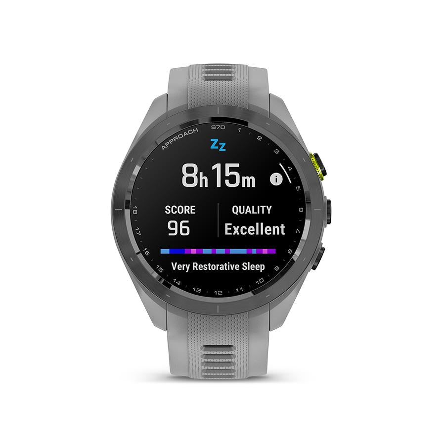 650507-01::12::650507-01::Garmin, Approach S70S, Montre, Couleur de la montre: Gris, Bracelet: Gris - Silicone