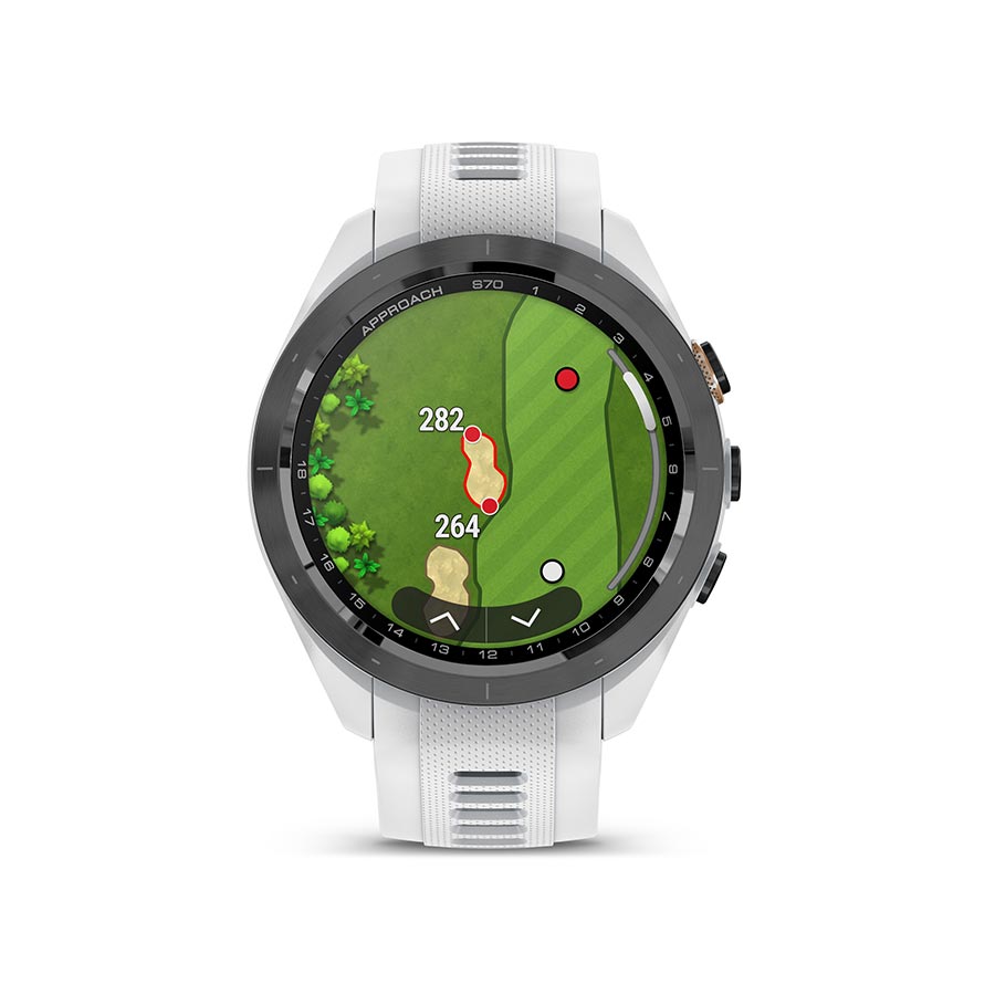 650507-02::7::650507-02::Garmin, Approach S70S, Montre, Couleur de la montre: Blanc, Bracelet: Blanc - Silicone