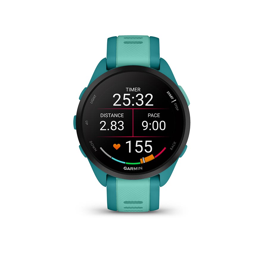650513-02::1::650513-02::Garmin, Forerunner 165 Music, Montre, Couleur de la montre: Turquoise, Bracelet: Aqua - Silicone