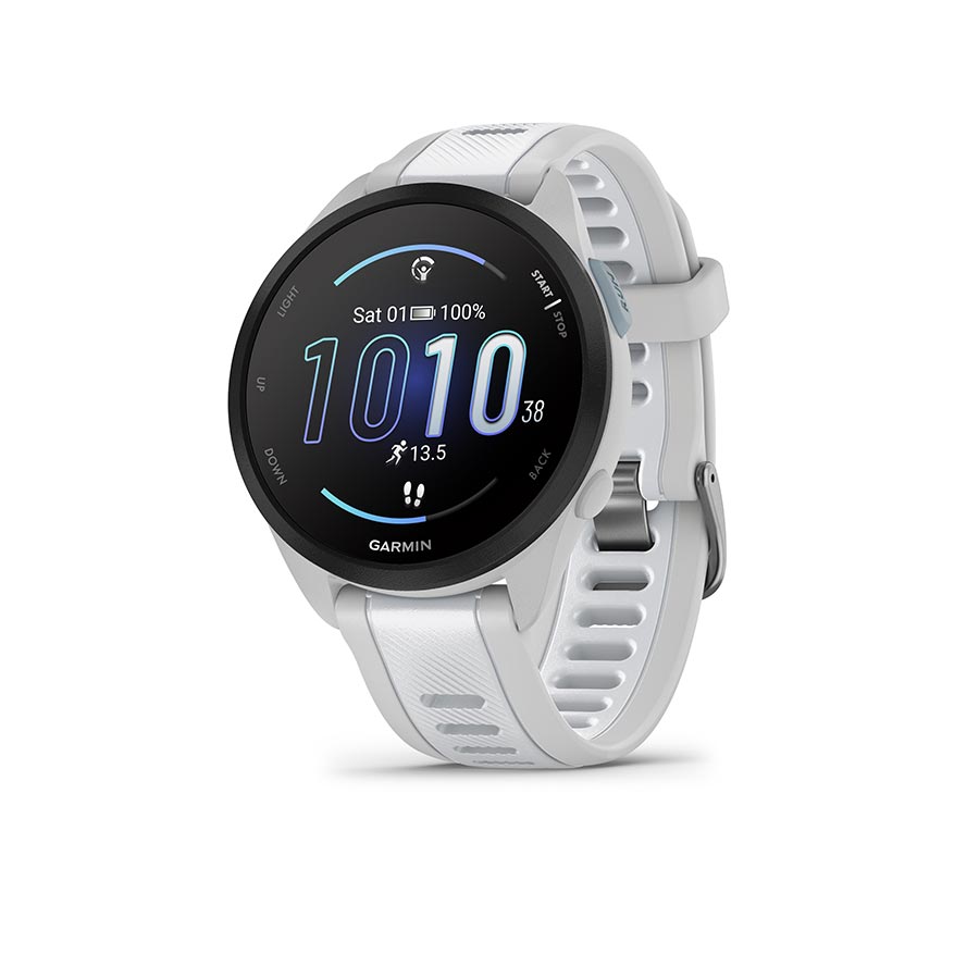 650514-01::0::650514-01::Garmin, Forerunner 165, Montre, Couleur de la montre: Gris, Bracelet: Pierre Blanche - Silicone