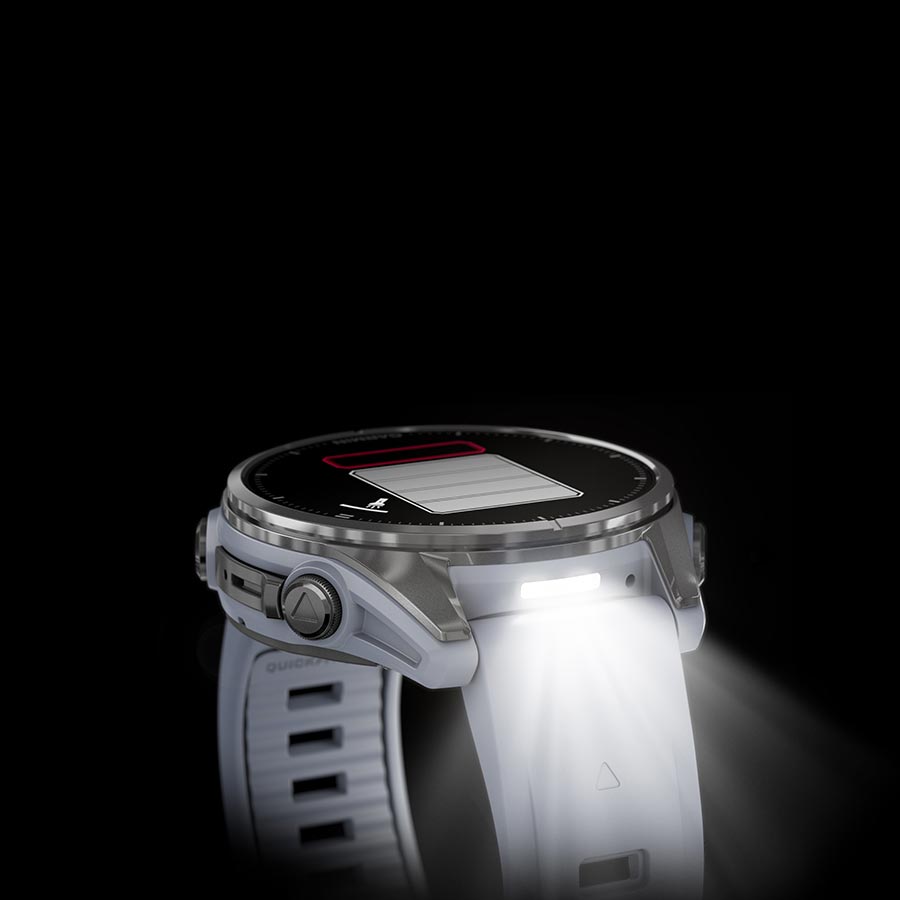 650529-01::6::650529-01::Garmin, fenix 8 AMOLED 43mm, Montre, Couleur de la montre: Argent, Bracelet: Pierre Blanche - Silicone