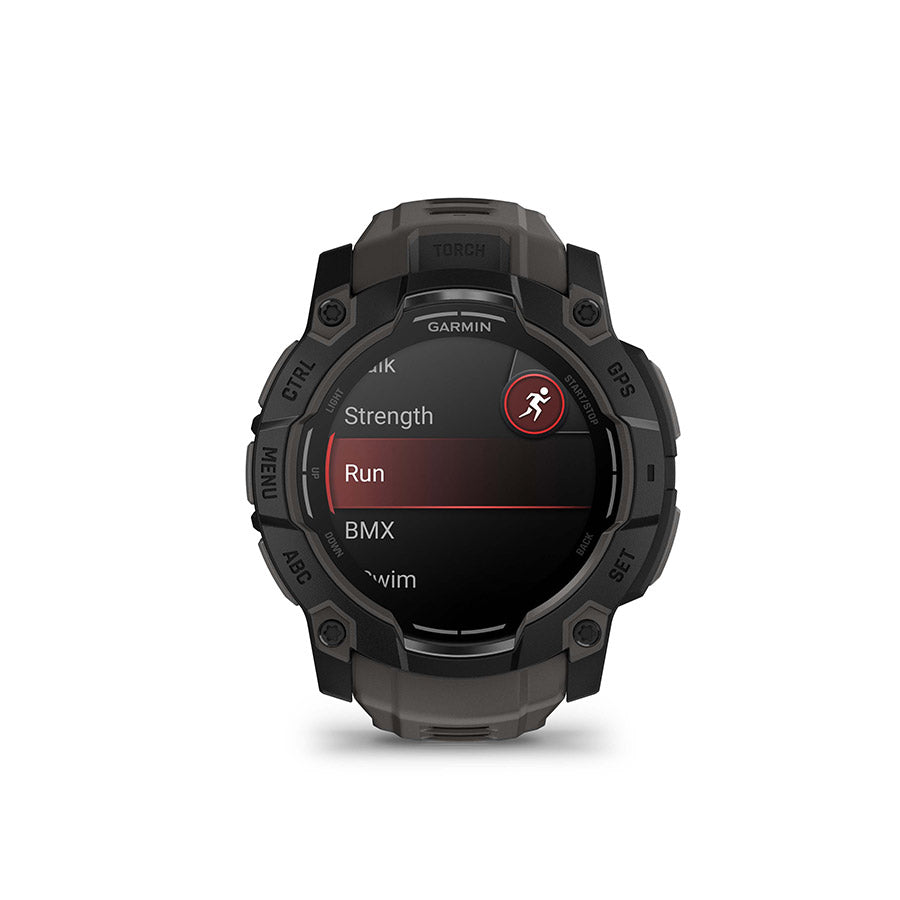 650540-02::1::650540-02::Garmin, Instinct 3 50mm AMOLED, Montre, Couleur de la montre: Noir, Bracelet: Anthracite - Silicone