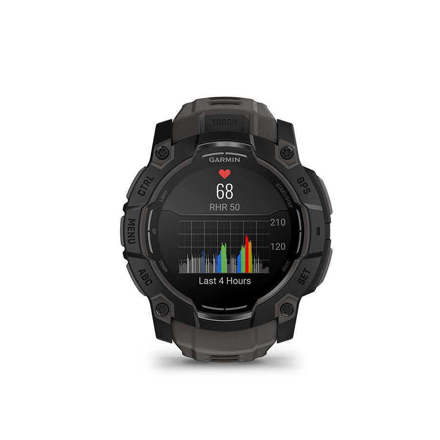 650540-02::6::650540-02::Garmin, Instinct 3 50mm AMOLED, Montre, Couleur de la montre: Noir, Bracelet: Anthracite - Silicone