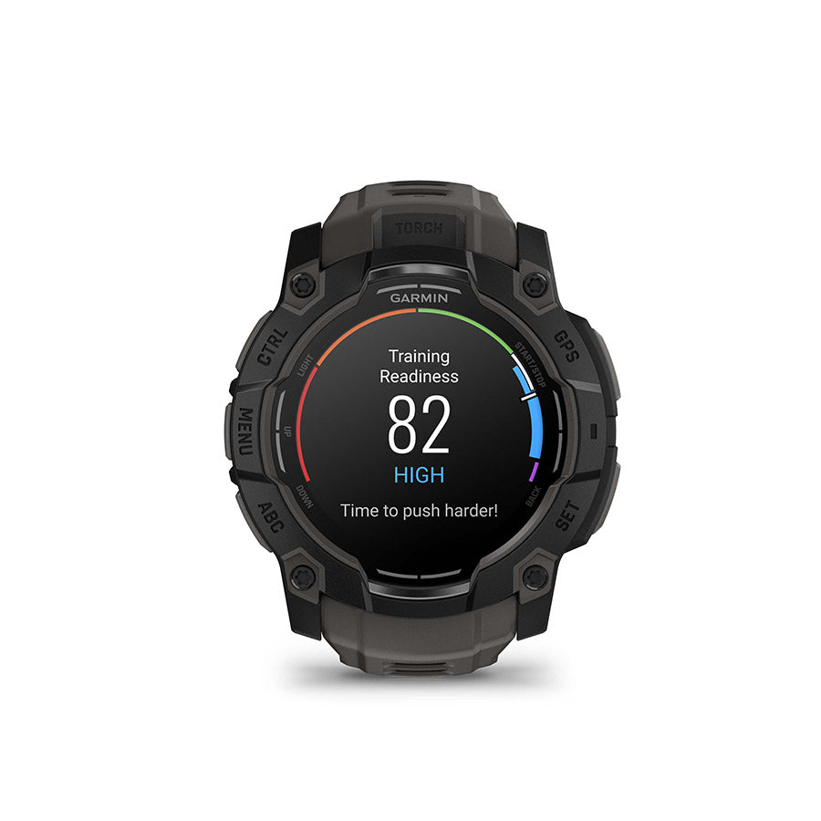 650540-02::12::650540-02::Garmin, Instinct 3 50mm AMOLED, Montre, Couleur de la montre: Noir, Bracelet: Anthracite - Silicone