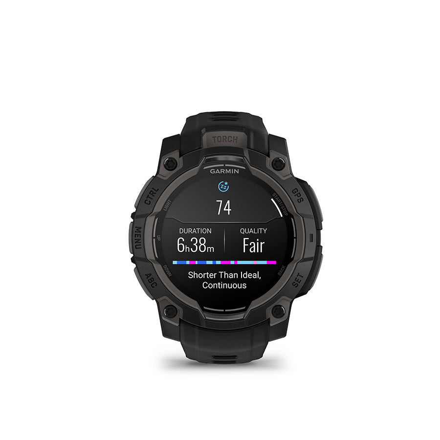 650541-02::9::650541-02::Garmin, Instinct 3 45mm AMOLED, Montre, Couleur de la montre: Noir, Bracelet: Noir - Silicone