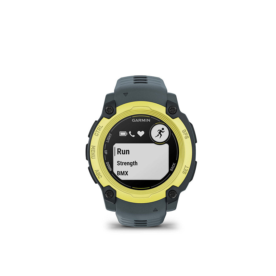 650545-01::1::650545-01::Garmin, Instinct E 40mm, Montre, Couleur de la montre: Lime électrique, Bracelet: Crépuscule - Silicone