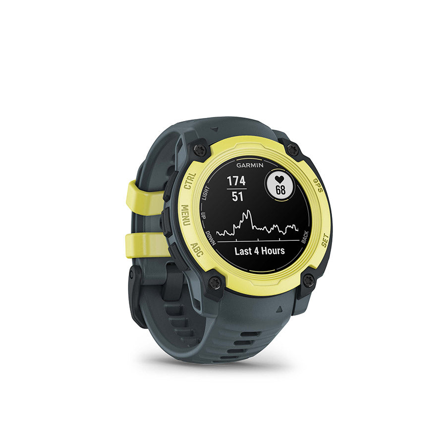 650545-01::2::650545-01::Garmin, Instinct E 40mm, Montre, Couleur de la montre: Lime électrique, Bracelet: Crépuscule - Silicone
